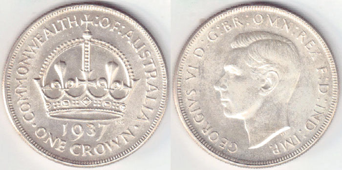 1937 Australia silver Crown (aUnc) A002856